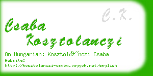 csaba kosztolanczi business card